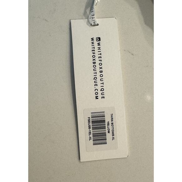 White Fox Size XL Thira Bright Yellow Bikini Bottom Ruched Cheeky Resort Sexy - Picture 5 of 5